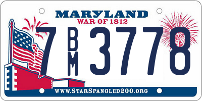 MD license plate 7BM3778