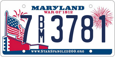 MD license plate 7BM3781