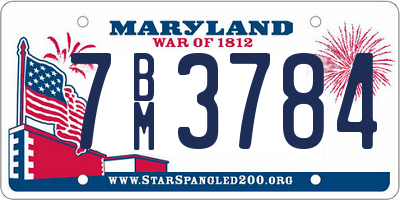 MD license plate 7BM3784