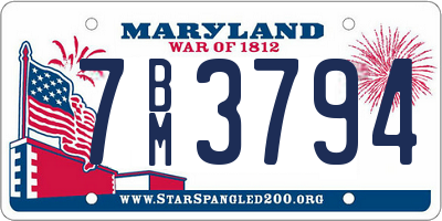 MD license plate 7BM3794