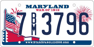 MD license plate 7BM3796