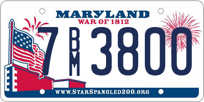 MD license plate 7BM3800