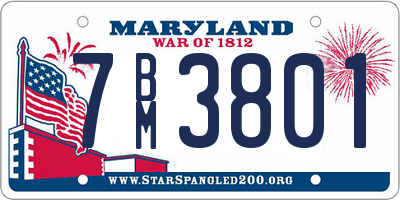 MD license plate 7BM3801