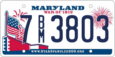 MD license plate 7BM3803