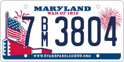 MD license plate 7BM3804