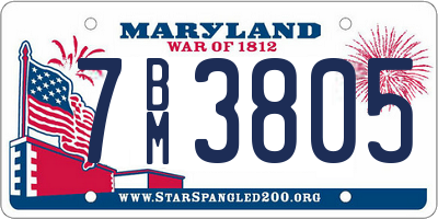 MD license plate 7BM3805