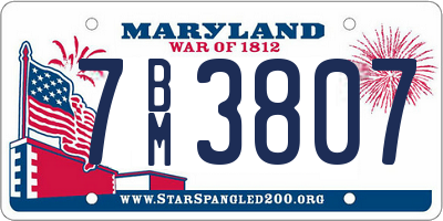 MD license plate 7BM3807