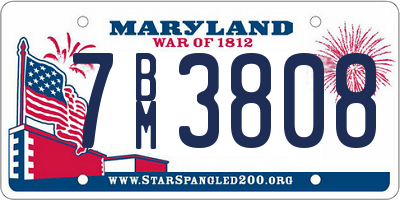 MD license plate 7BM3808