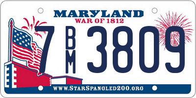 MD license plate 7BM3809