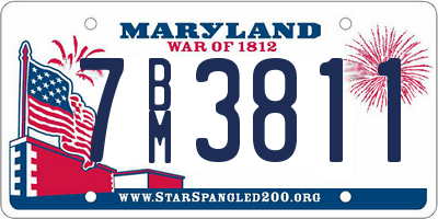 MD license plate 7BM3811