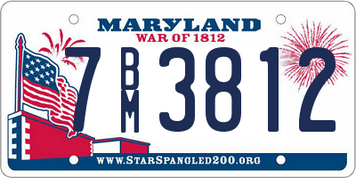 MD license plate 7BM3812