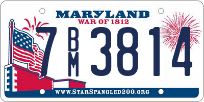 MD license plate 7BM3814