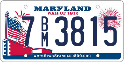 MD license plate 7BM3815