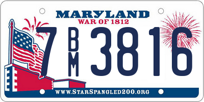 MD license plate 7BM3816