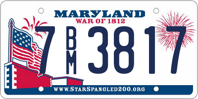 MD license plate 7BM3817