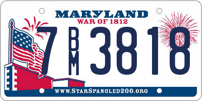 MD license plate 7BM3818