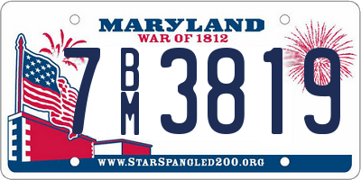 MD license plate 7BM3819