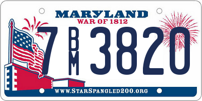 MD license plate 7BM3820