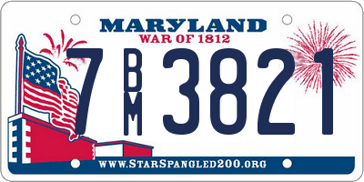 MD license plate 7BM3821