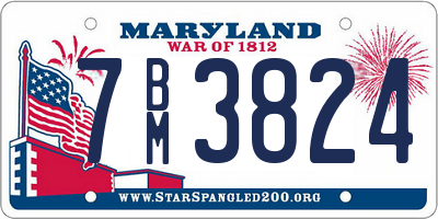 MD license plate 7BM3824