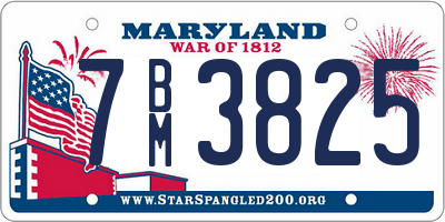 MD license plate 7BM3825