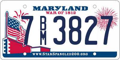 MD license plate 7BM3827