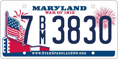 MD license plate 7BM3830