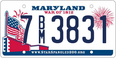 MD license plate 7BM3831