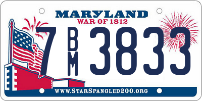 MD license plate 7BM3833