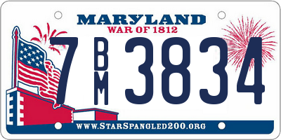 MD license plate 7BM3834