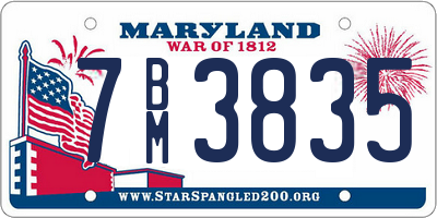 MD license plate 7BM3835