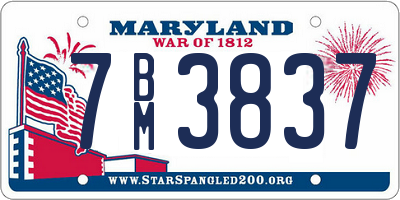 MD license plate 7BM3837