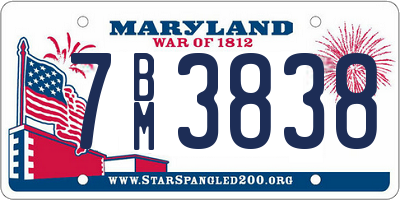 MD license plate 7BM3838