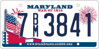 MD license plate 7BM3841