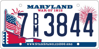 MD license plate 7BM3844