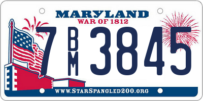 MD license plate 7BM3845