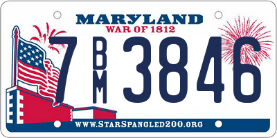 MD license plate 7BM3846