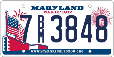 MD license plate 7BM3848