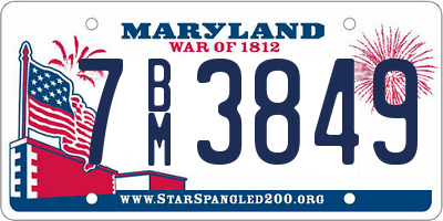 MD license plate 7BM3849