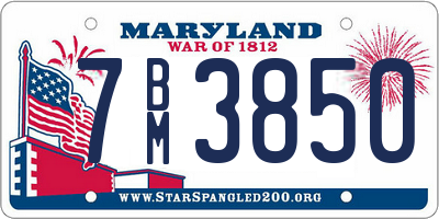 MD license plate 7BM3850