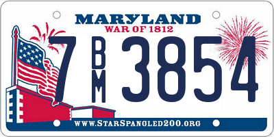 MD license plate 7BM3854