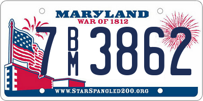 MD license plate 7BM3862