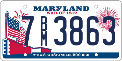 MD license plate 7BM3863