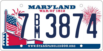 MD license plate 7BM3874