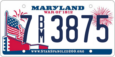 MD license plate 7BM3875