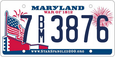 MD license plate 7BM3876