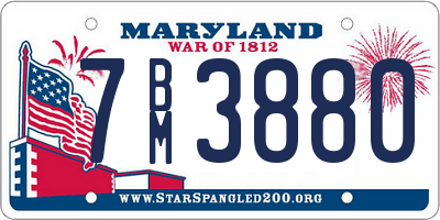 MD license plate 7BM3880