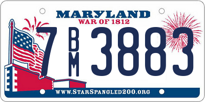 MD license plate 7BM3883