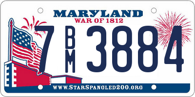 MD license plate 7BM3884