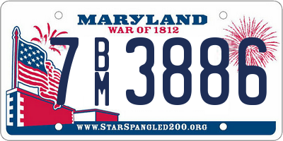 MD license plate 7BM3886